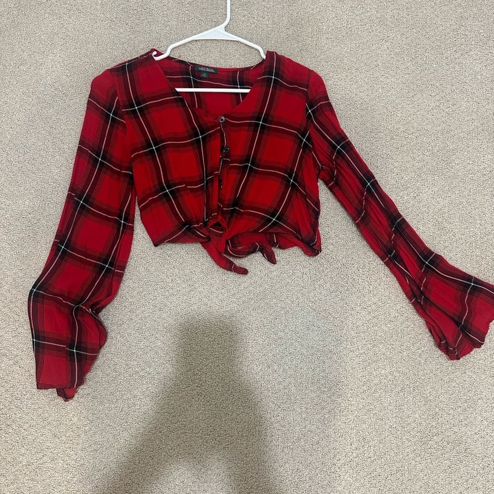 Red Plaid Women's Top